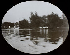 ROWING ON THE RIVER THAMES C1902 PHOTO Magic Lantern Slide WEYBRIDGE BOATS