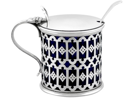 Sterling silver mustard pot - silver,