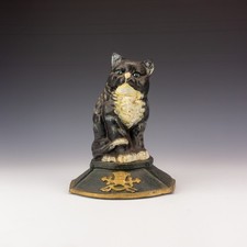 Vintage Cat Formed - Painted Cast Iron Door Stop