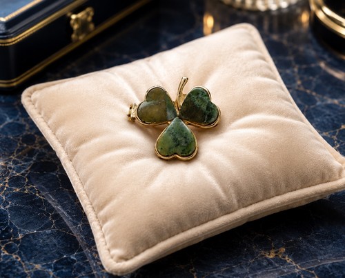 Vintage shamrock brooch - vintage, green