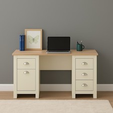 Cream Desk with Drawers Oak