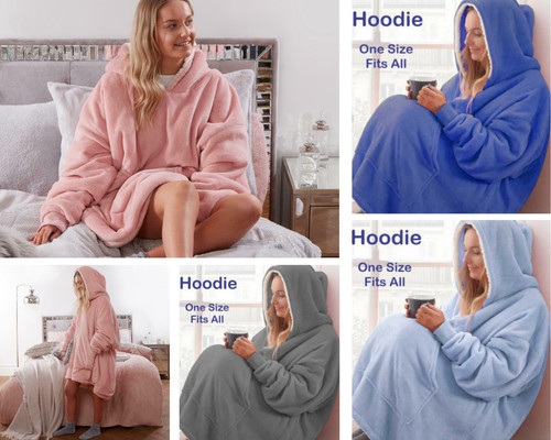 Teddy fleece hoodie blanket - fleece,