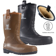 SAFETY WATERPROOF PVC RIGGER BOOTS FUR LINED MIDSOLE WORK STEEL TOE WELLINGTON