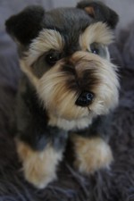 STUNNING REALISTIC SCHNAUZER HAND MADE PLUSH TOY DOG APPROX 12"