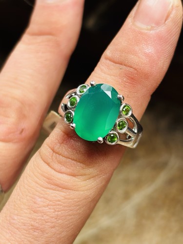 Tjc silver green chalcedony - tjc, silver,green