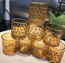 Set Of 8 Mould Blown Hobnail Glass Votive Holders Amber Glass Ikea Hutlös Design