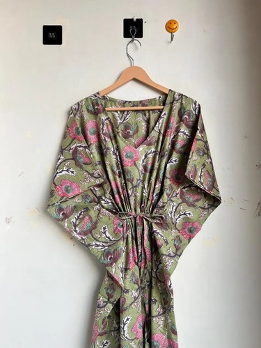 Green floral kaftan - floral, indian