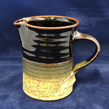 Studio Pottery Jug Brown Impressed Makers Mark At Base Handle "oo" Stonewear
