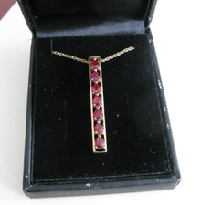 Ruby Pendant,  9k gold - with chain