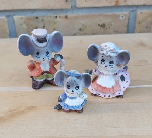 Ceramic mouse family figurines - ceramic,
