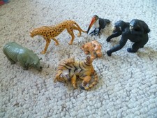 AAA ELC Animals Chimpanzee with baby, Tigers, Toucan, Rhino,  Cheetah Vintage
