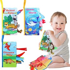 3Pcs Soft Fabric Activity Books-Cloth Books for Infants and Toddlers 0-24 Months