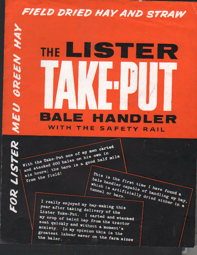1962 lister take put bale - "take-put",