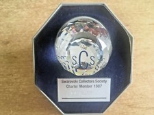 Swarovski Crystal "BLUE SCS PAPERWEIGHT + STAND" Very Good Used Condition-No Box