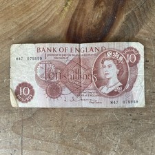 Ten shilling banknote used - ten,