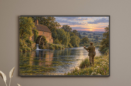 Fly fishing river print - fly,