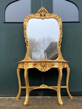 Console Table with Mirror Louis XVI Style Gold Frame Pink Marble Vintage Set