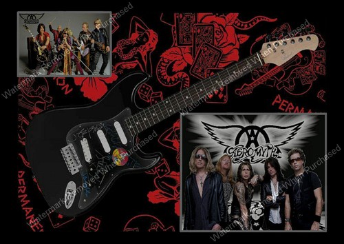 Aerosmith signed guitar a4 - ,