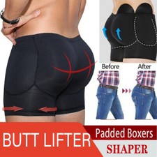 Men Padded Enhance Underwear Fake Bum Lift Belly Control Shorts Body Shaper UK
