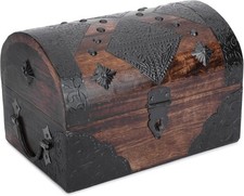 Ajuny Handcrafted Wooden Pirate Treasure Chest Jewelry Box Multipurpose Vintage