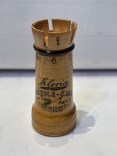 Antique Wooden Needle Holder Case Rook Chess Piece GLORIA