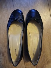 Women's Cote Femme Black Leather Kitten Heel Shoes Low Heel Size 39 (6)