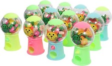 12PCS Mini Gumball Machine Eraser Toy – Kids Party Favor Candy Dispenser