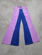 Spase Denims Y2K Two-Tone Corduroy Flared Trousers Pink Blue Retro 70s W30 L34