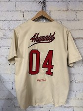 Vintage Men’s 4hunnid 04 Baseball Jersey Beige & Red Size Large.