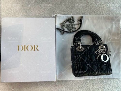 Lady dior mini black lambskin - lady,