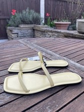 Zara Yellow Genuine Leather Sandals, UK6/EU39, Brand New 