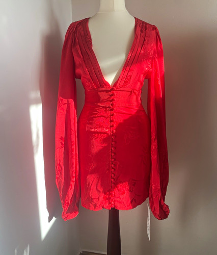 Rat boa red satin floral - red,