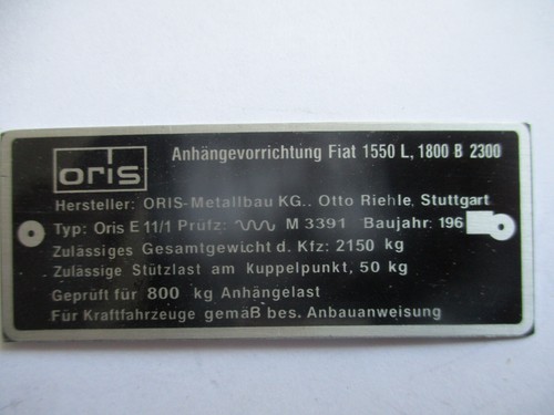Type plate ahk oris towbar - plate,