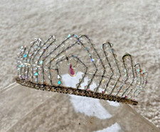 Vintage Tiara & Veil Diamante Crystal and Bead Lace- Wedding Princess Prom Party
