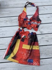 Urban Outfitters Hulter Neck Mini Dress Hoop Detail Graphic Print