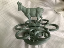 Cast Iron Egg Holder Duck Egg Blue Goat Handle 