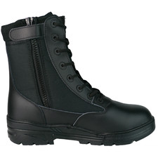 Black leather side - black, zip