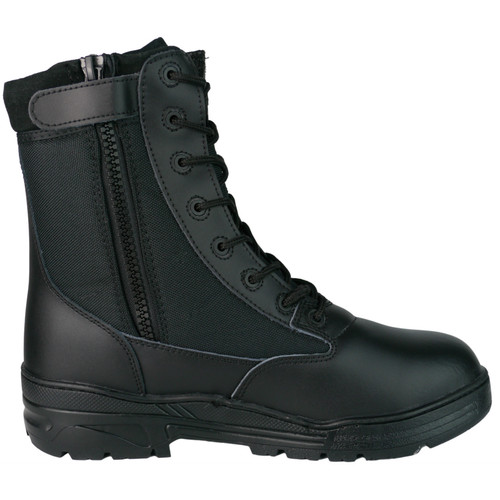 Black leather side zip - black,