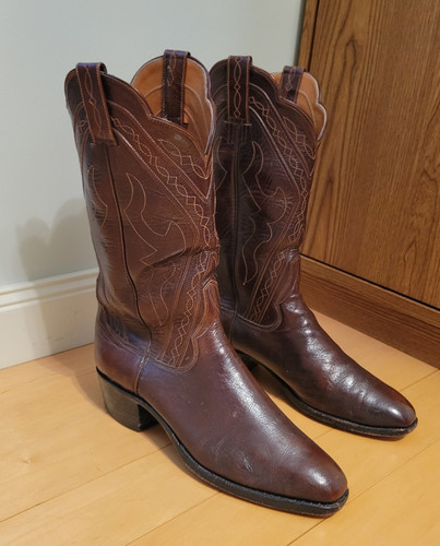 Men brown leather western - men's,