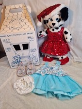 Build-A-Bear,  Dalmatian. Chistmas Dress, Hat-Sparkly Shoes- Extra Outfit & Box.