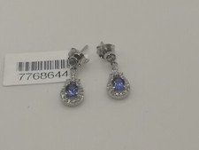 AAA Tanzanite & Natural Zircon Dangle Earrings in Platinum Overlay 1.25Ct