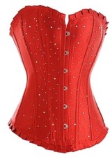Red Diamante Satin Corset Top