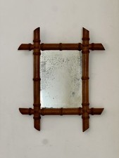 Vintage French Faux Bamboo Mirror Foxed Plate