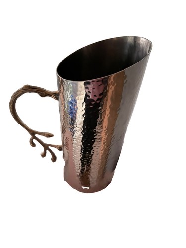 Hammered metal pitcher gold - hammered,