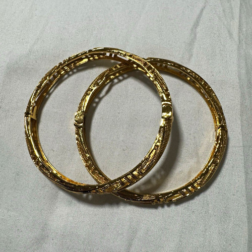 Gold plated hinged bangle - gold,
