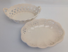 Leeds Ware Cream Ware Basket and St Michael Creamware Basket