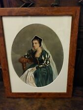Beautifully Painted Antique Watercolour Of A Lady In Tudor Costume