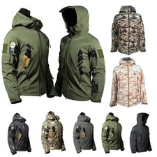 Tactical Soft Shell Jacket Mens Army Military Jacket Waterproof Coat Windbreaker