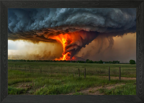 Fiery tornado framed wall art - tornado,