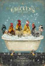 Chickens Bath Soap Ad metal sign, Chicken Sign, Chicken Plaque